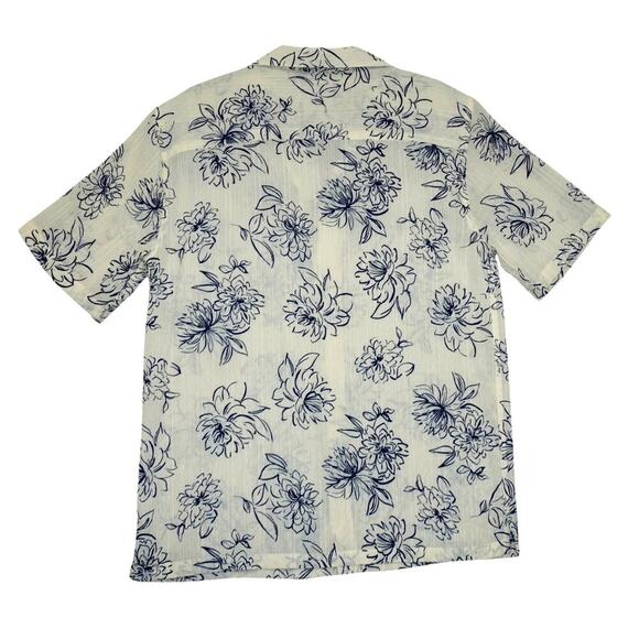 Zara Men’s Floral Button-Up Shirt – Size M – Blue & White Regular Fit – - Picture 3 of 3